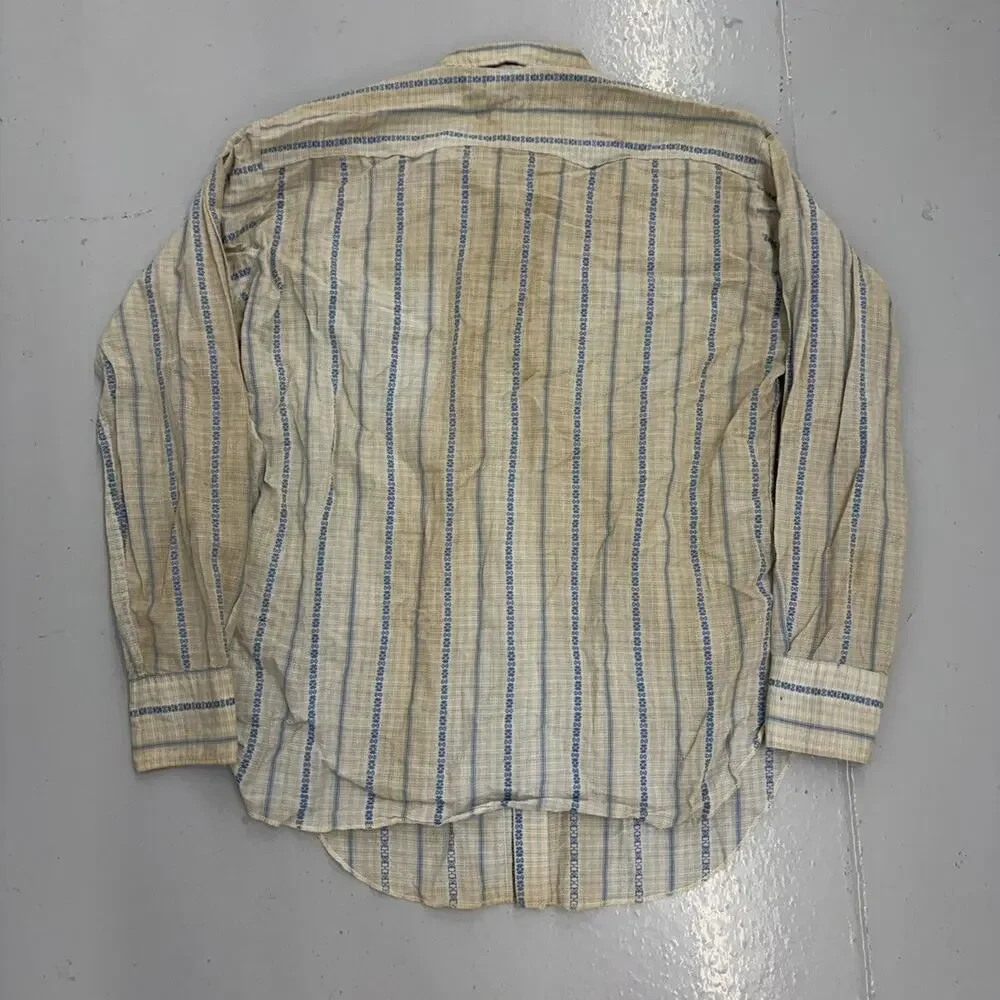 Vintage 60s Levi's White/Blue Western Wear Pearl Snap Shirt